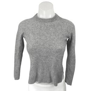 Halogen Women's Gray 100% Cashmere Long Sleeve Mock Neck Sweater Top Size XS
